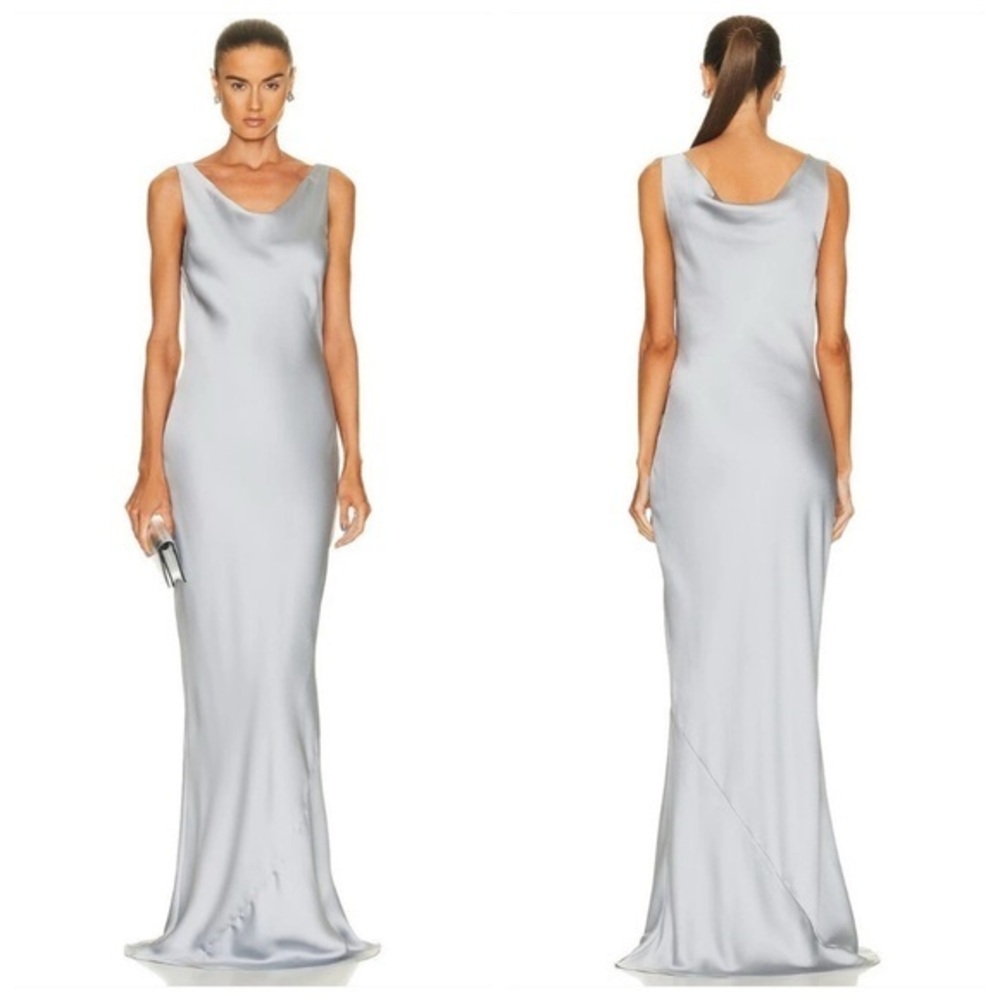Norma Kamali Womens Maria Satin Maxi Gown Dress Size US XXS / 32